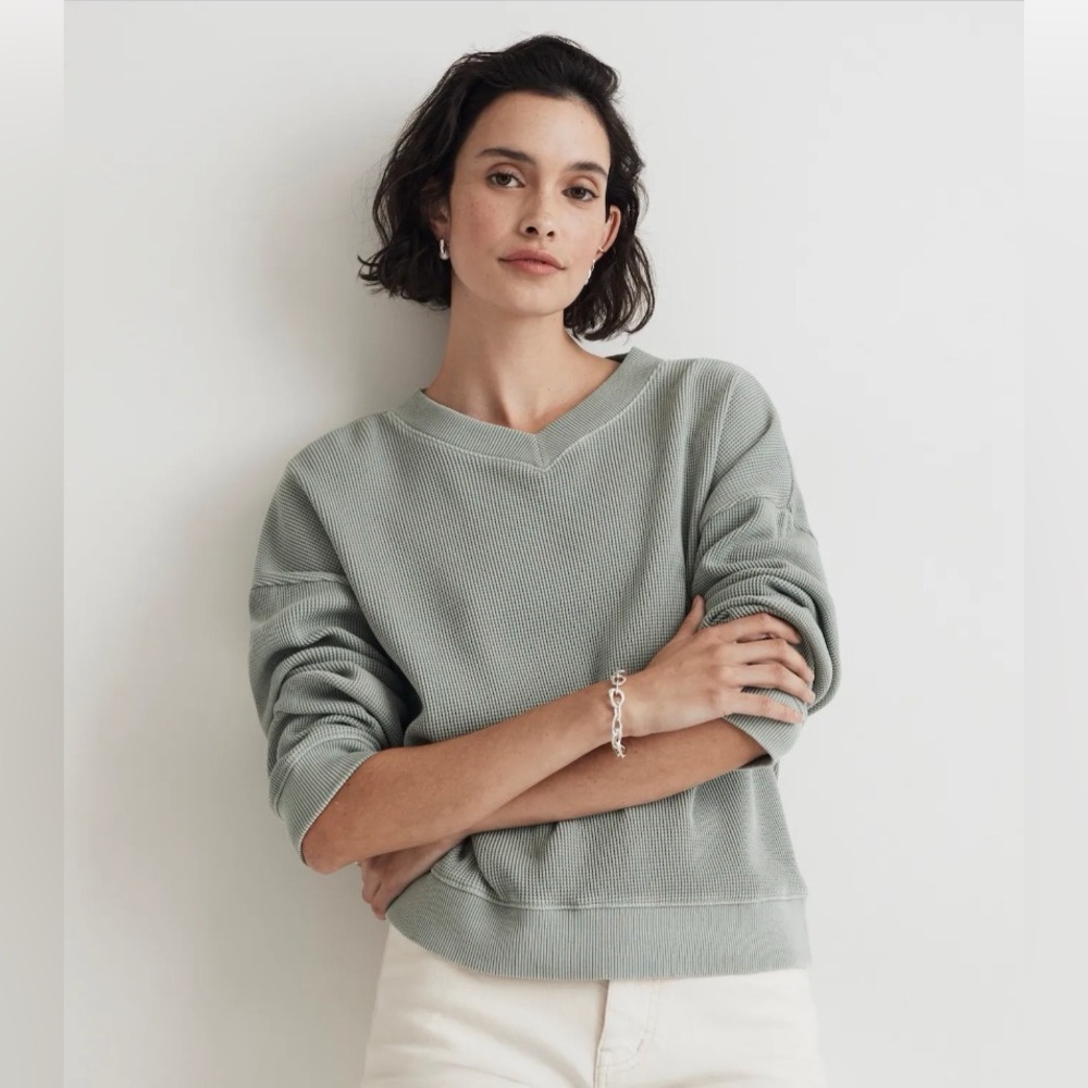 Madewell Women’s Knit Boxy Sweatshirt Tee in Pale Eucalyptus Size XXL
